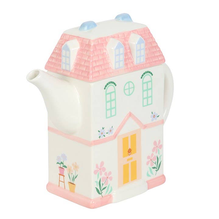 Pastel huis theepot