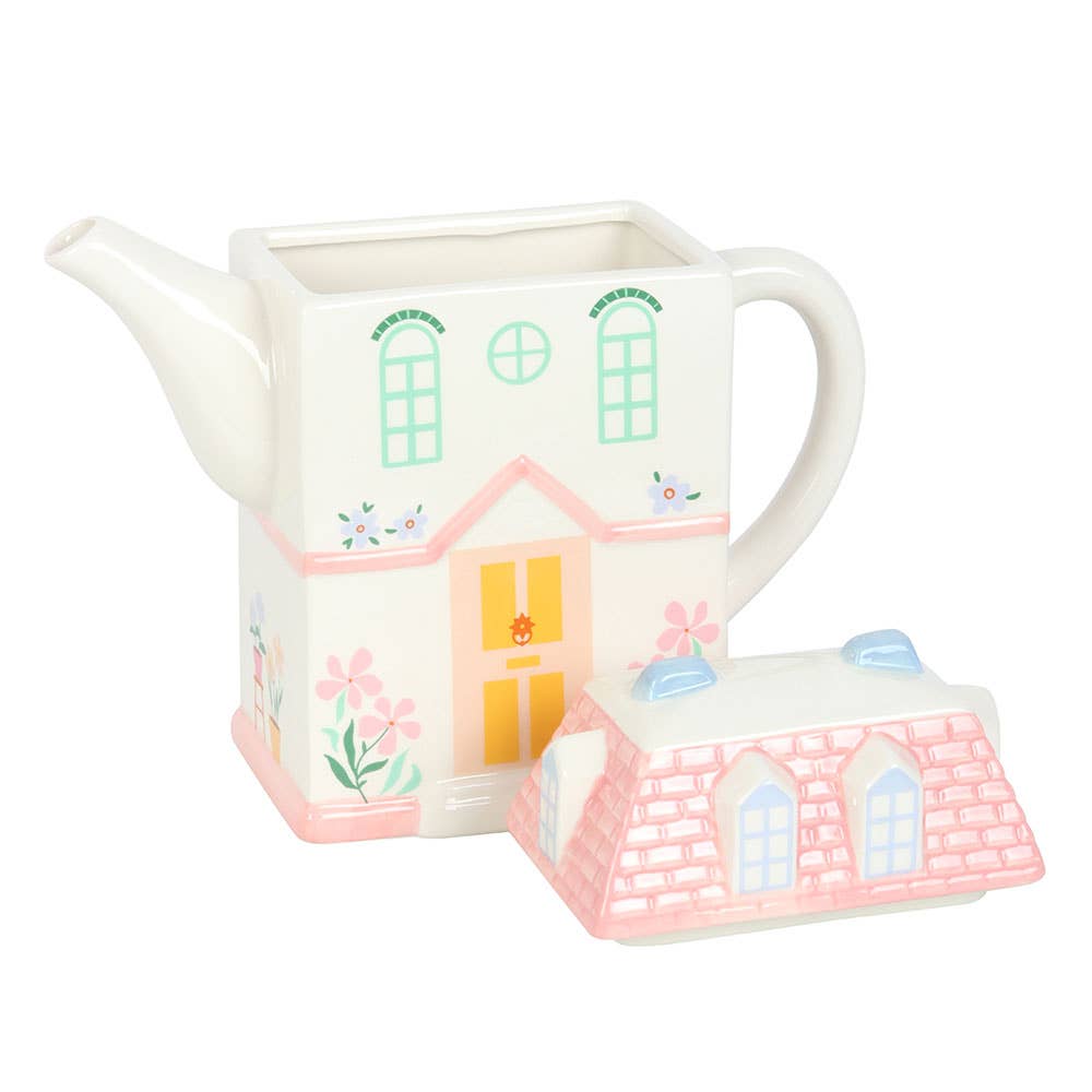 Pastel huis theepot