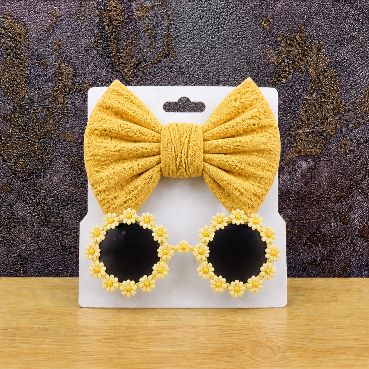 Kinderzonnebril & Haarband Sunshine Geel
