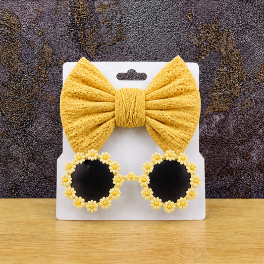 Kinderzonnebril & Haarband Sunshine Geel