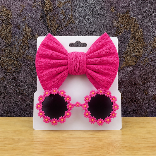 Kinderzonnebril & Haarband Sunshine Roze