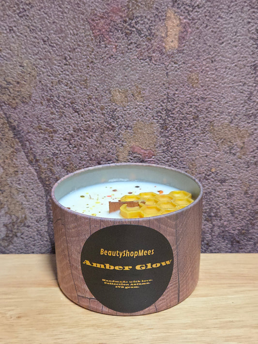 Amber Glow Brown Candle – Vanille, Tonka & Rauwe Honingraat